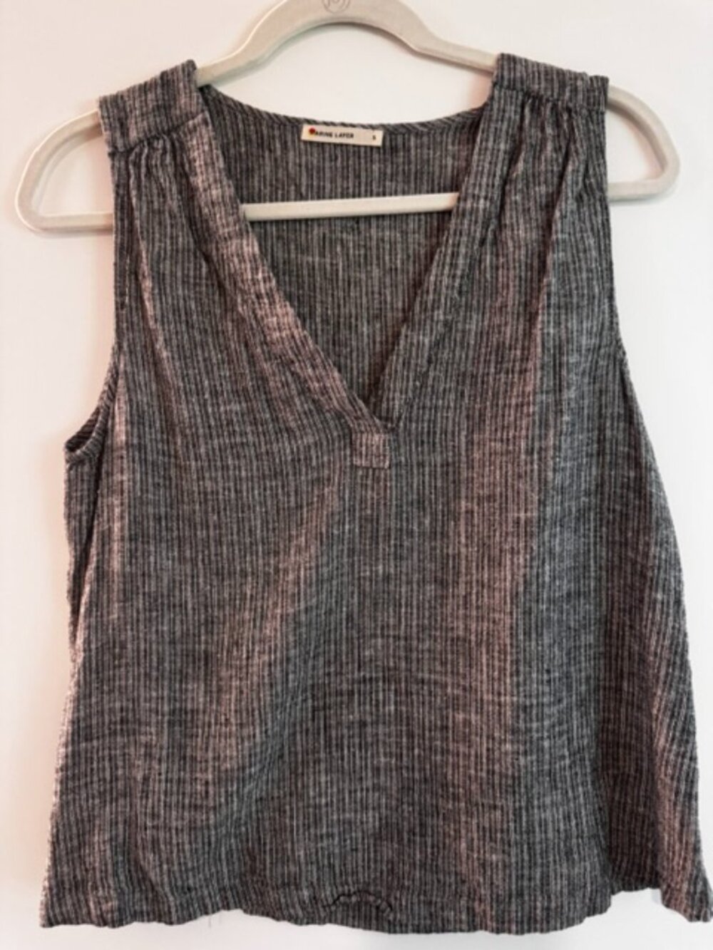 Marine Layer Ribbed Tank Top Gray Black Size S